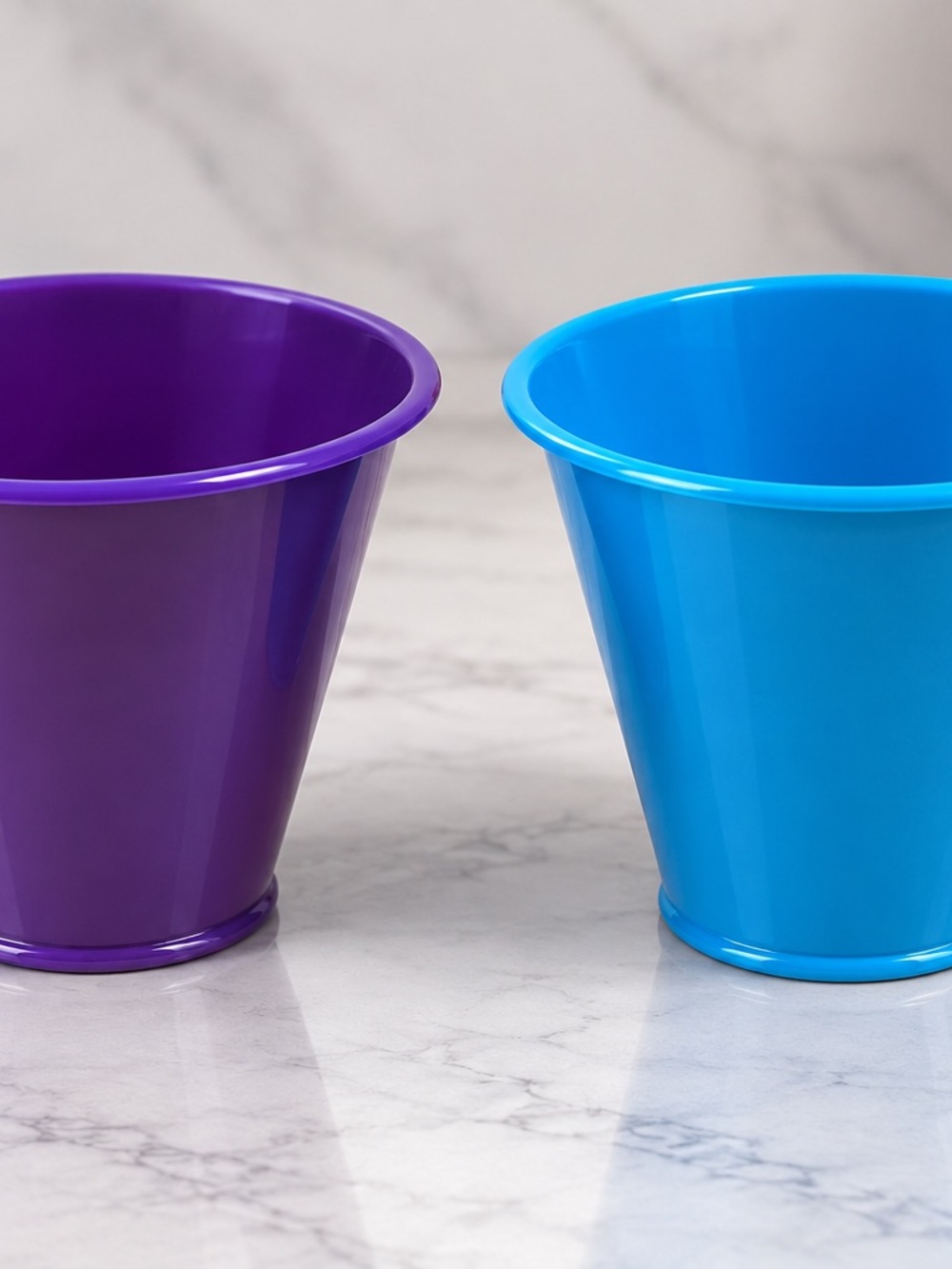 Colorful Purple and Blue Plastic Party Buckets